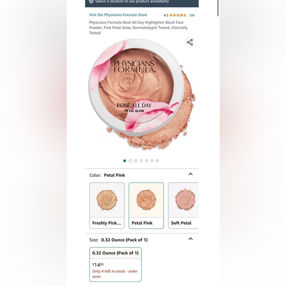 Physicians Formula Rosé All Day Highlighter Blush Face Powder NWT (Petal Pink) - Picture 2 of 5